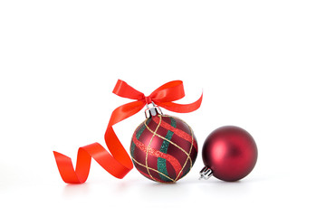 red bauble with red ribbon, Photo