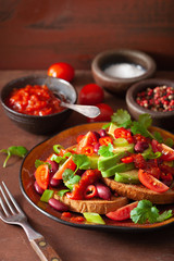 mexican avocado bean sandwich with tomato chili scallion