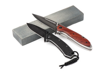 isolate folding knifes over white