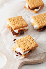homemade marshmallow s'mores with chocolate on crackers