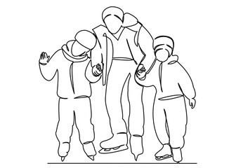 dad with kids skating