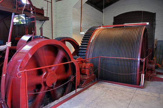 Seiltrommel im Maschinenhaus des Rollbergs in Katy