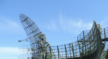 Radars against the blue sky