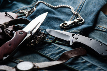 Obraz premium folding knife and other EDC for men