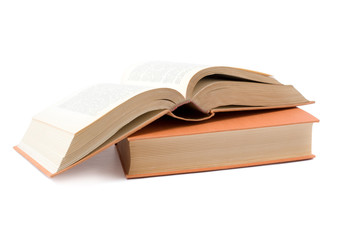Two books isolated on white background