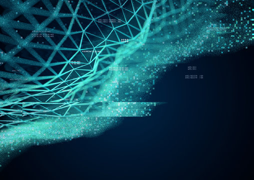 Geometric Data patterns - Technology background. 3D Illustration