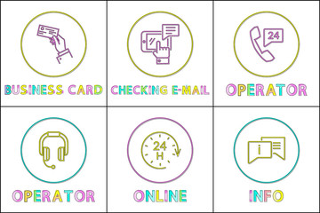 Support Service Color Icon Set in Thing Line Style