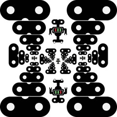 Robot seamless pattern. White background. Modern vector illustration.