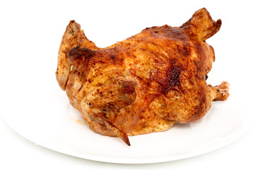 Fresh grilled chicken on a white background