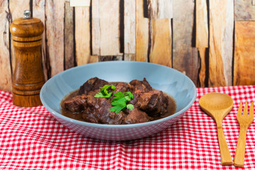 Homemade Beef cheek with wine sauce