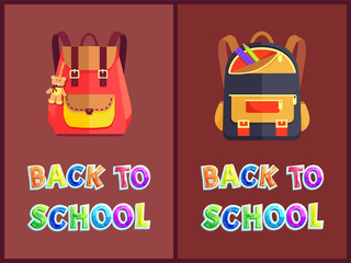 Back to School Posters with Backpacks or Rucksacks
