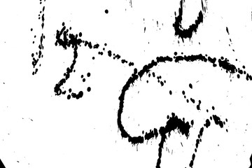 Ink grunge drops texture. Black hand drawn splashes and stains on white background.