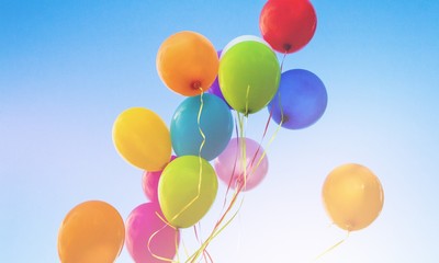 Balloons with the sky as a background