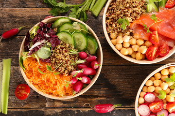 different vegetarian salad