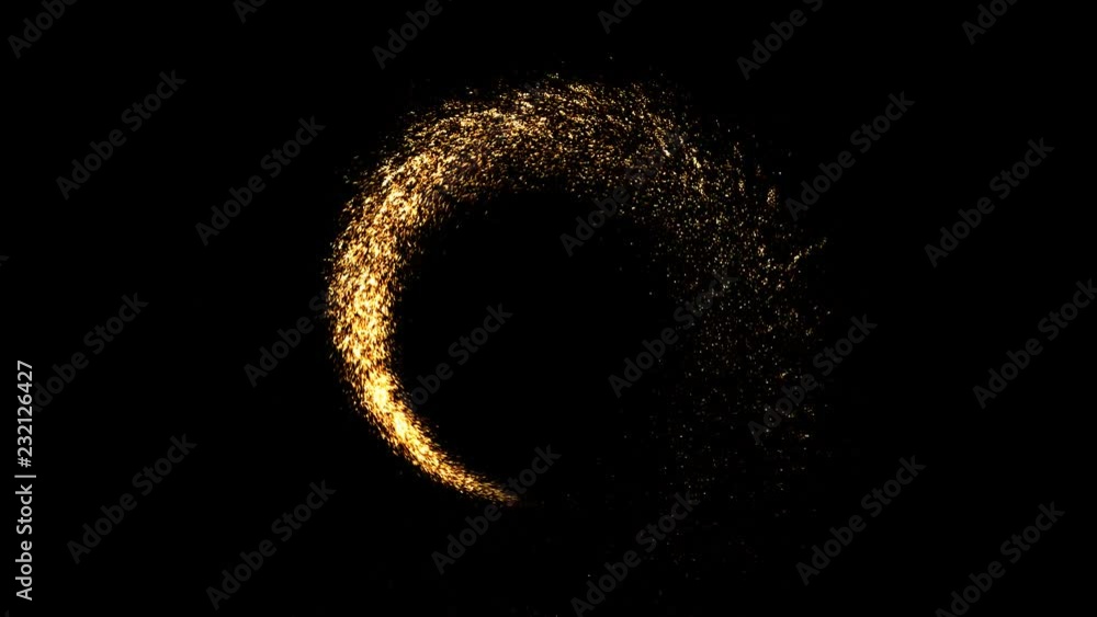 Poster abstract meteor going around with appearance and disappearance. countdown background with golden par