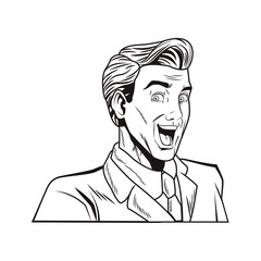 pop art businessman cartoon in black and white