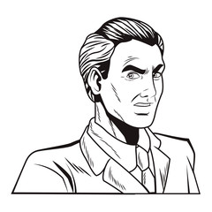 pop art businessman cartoon in black and white