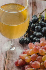 Blue grapes with green leaf healthy eating, isolated