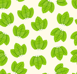 Comic style mint leaves seamless pattern composition