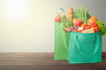 Full shopping  bag, isolated over  background