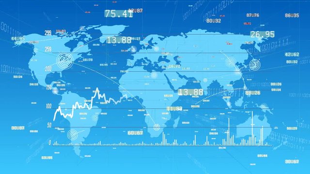 4k Growing Business Data trend Graph,financial chart,figures wall and diagrams showing change profits.internet digital tech,Global internet worldwide,World connections with wireless lines path,map.