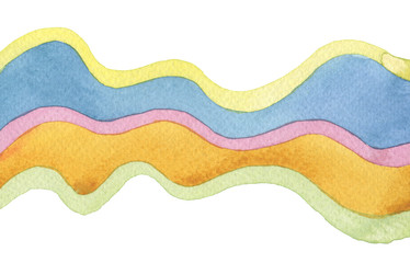 Abstract wave watercolor painted background. Paper texture. Isolated.