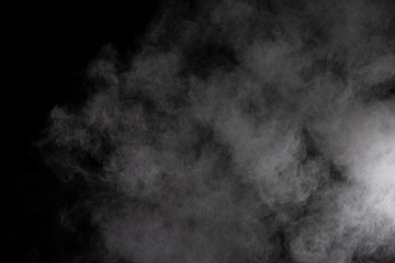 White powder explosion on white background. Colored cloud. Colorful dust explode. Paint Holi.