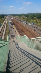 Stairs leading to a railway station platform © E-lona