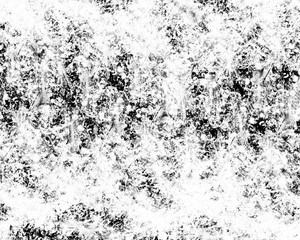 Frost window rime effect. Closeup of crystals of ice and snow after a snowfall.