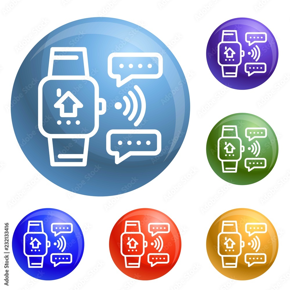 Poster smart watch icons set vector 6 color isolated on white background