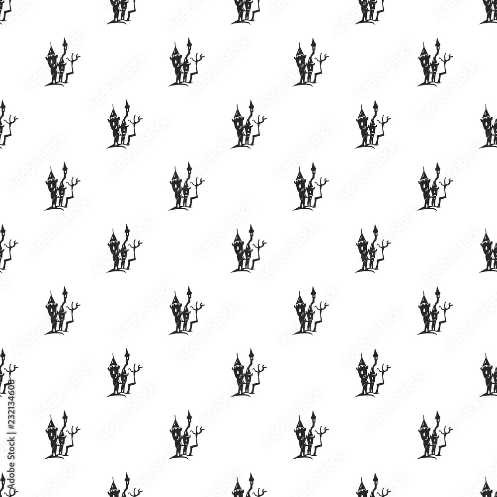 Poster Scary castle pattern seamless repeat background for any web design