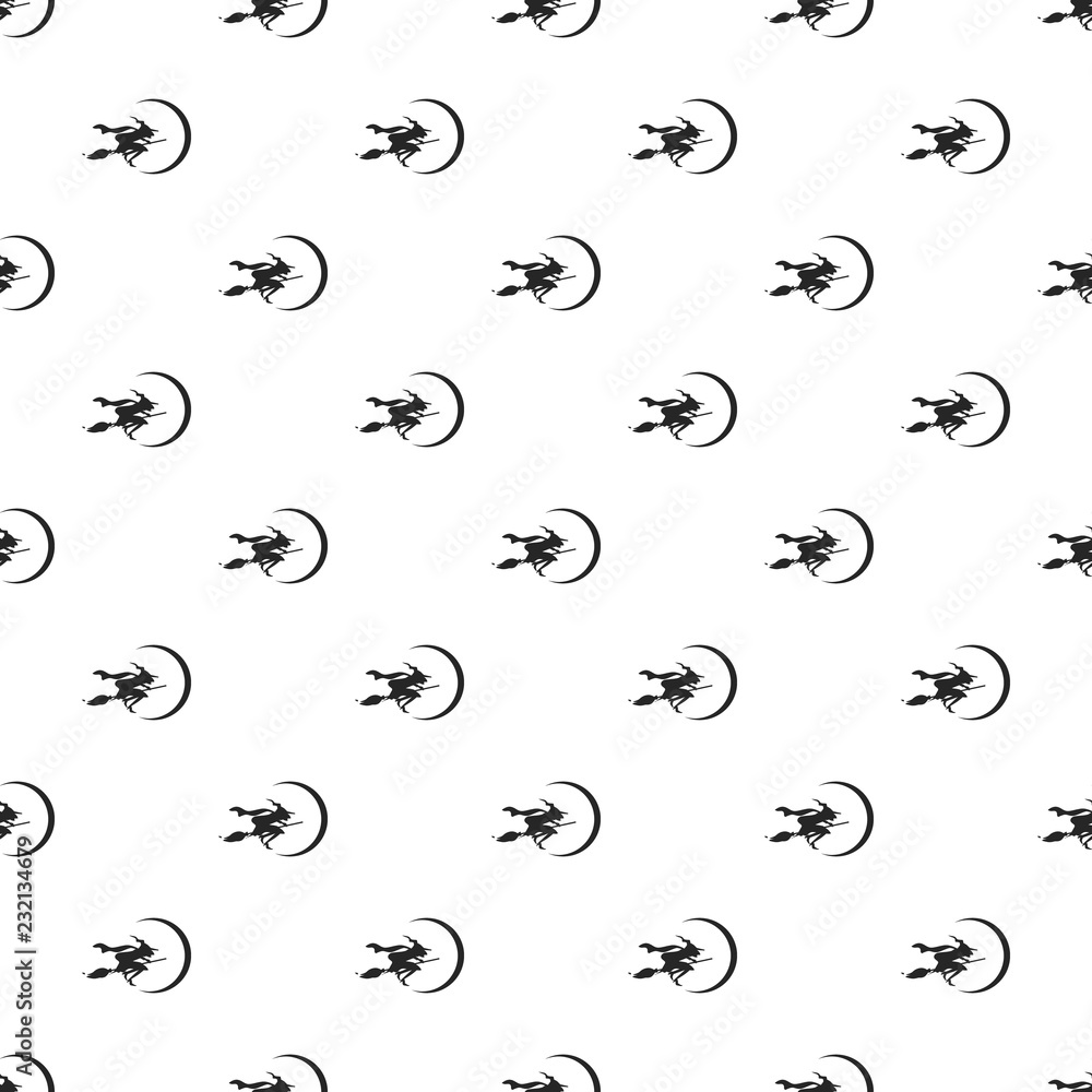 Poster witch on broom pattern seamless repeat background for any web design