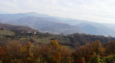 landscape of the village in autumn
