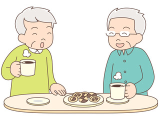 コーヒー_シニア男性_友達
