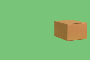 Separate box on a green background isolated