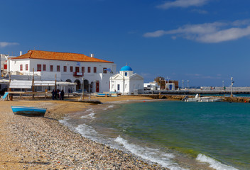 Mykonos. Fishing boats in the bay.