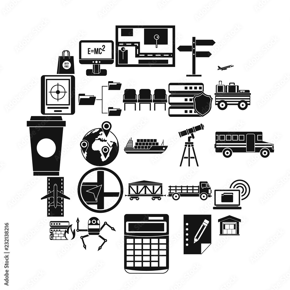 Poster world icons set. simple set of 25 world vector icons for web isolated on white background
