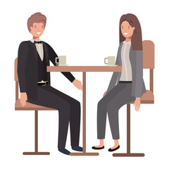 Obraz premium couple drinking coffee in the living room