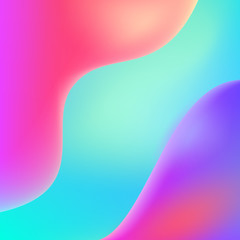 Lava lamp inspired abstract trendy background. Colorful realistic waves. Vector illustration. Design template.