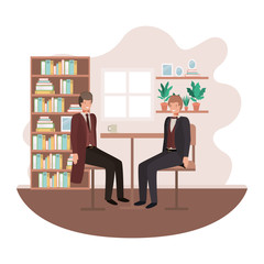 men drinking coffee in the dining room