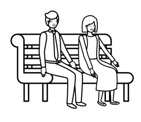couple of business sitting in park chair avatar character