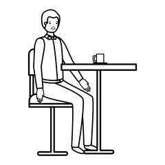 man drinking coffee in the dining room