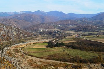 Fototapeta na wymiar landscape of the village in autumn 