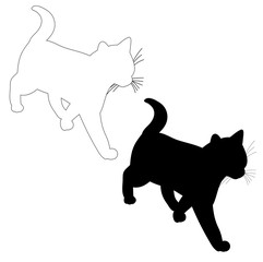 isolated silhouette of a cat, is going © Dzmitry