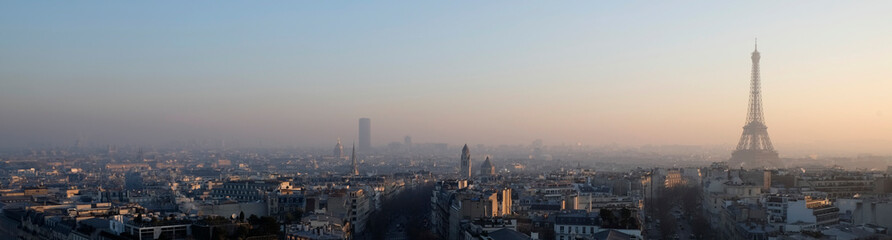 Fototapeta na wymiar Panorama over Paris with Eiffel Tower