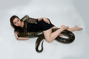 perfect sensual woman and python.