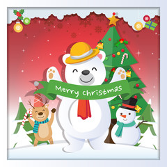Christmas background with Santa Claus and Merry Christmas