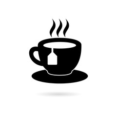 Black Coffee or Tea Cup icon or logo