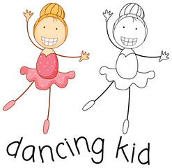 Doodle girl dancing ballet