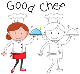 Doodle female chef character